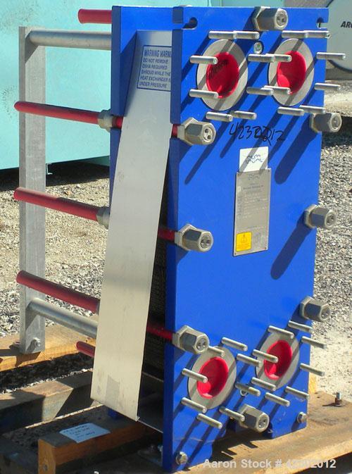 Unused- Alfa Laval Thermal Plate Exchanger, 149.80 Square Feet, Model M10-BFG. (60) 0.5 mm thick 316 stainless steel plates. Designed 150 psi at –20 to 86 deg F. (4) 4'' Blind inlets/outlets. Mounted...