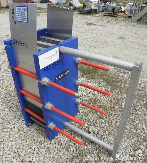 Used Alfa Laval Thermal Plate Exchanger, 250.5 Square Feet, Model M10-BFG. (99) Approximately 14-1/2’’ wide x 34-1/2’’ tall x 0.50 mm thick commercially pure titanium plates. Designed 150 psi at –20 ...