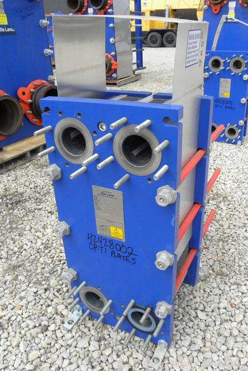Used Alfa Laval Thermal Plate Exchanger, 250.5 Square Feet, Model M10-BFG. (99) Approximately 14-1/2’’ wide x 34-1/2’’ tall x 0.50 mm thick commercially pure titanium plates. Designed 150 psi at –20 ...