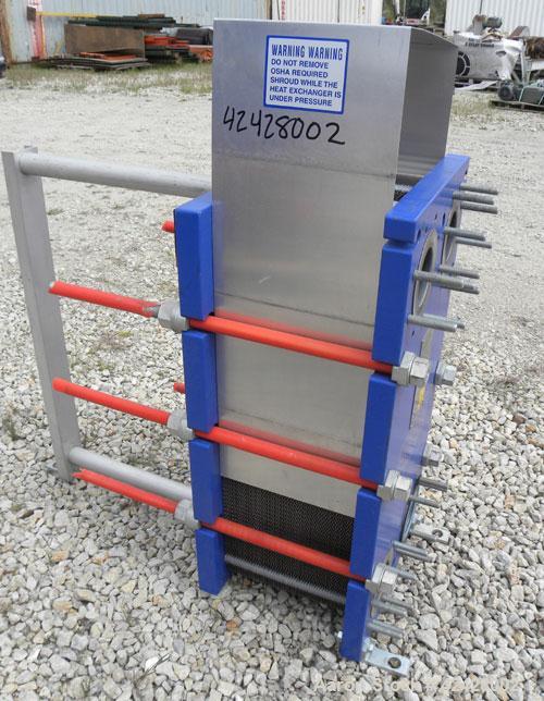 Used Alfa Laval Thermal Plate Exchanger, 250.5 Square Feet, Model M10-BFG. (99) Approximately 14-1/2’’ wide x 34-1/2’’ tall x 0.50 mm thick commercially pure titanium plates. Designed 150 psi at –20 ...