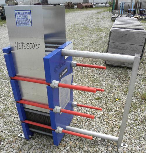 Used Alfa Laval Thermal Plate Exchanger, 255.8 Square Feet, Model M10-BFG. (99) Approximately 14-1/2’’ wide x 34-1/2’’ tall x 0.50 mm thick commercially pure titanium plates. Designed 150 psi at –20 ...