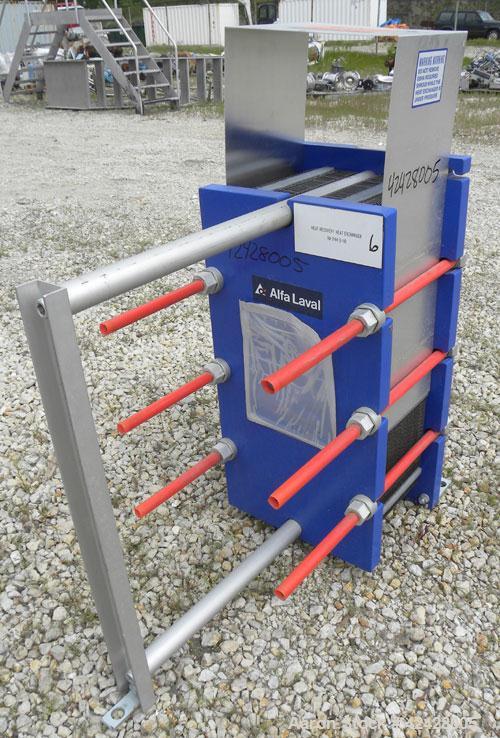 Used Alfa Laval Thermal Plate Exchanger, 255.8 Square Feet, Model M10-BFG. (99) Approximately 14-1/2’’ wide x 34-1/2’’ tall x 0.50 mm thick commercially pure titanium plates. Designed 150 psi at –20 ...