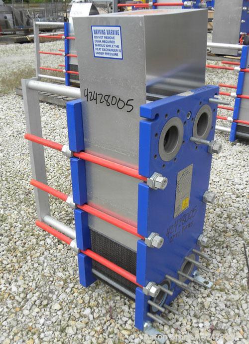 Used Alfa Laval Thermal Plate Exchanger, 255.8 Square Feet, Model M10-BFG. (99) Approximately 14-1/2’’ wide x 34-1/2’’ tall x 0.50 mm thick commercially pure titanium plates. Designed 150 psi at –20 ...