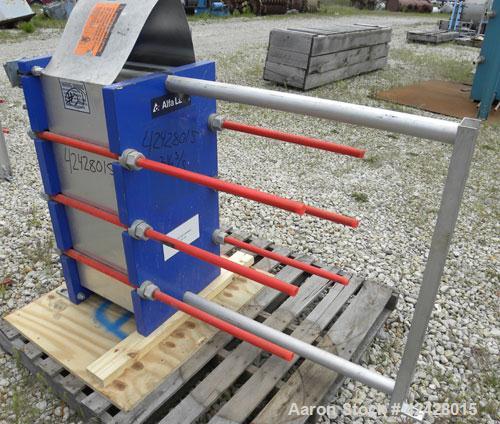 Used Alfa Laval Thermal Plate Exchanger, 296.98 square feet, model M10-BFG. (117) Approximately 14-1/2’’ wide x 34-1/2’’ tall x 0.50 mm thick 316 stainless steel plates. Designed 150 psi at –20 to 22...