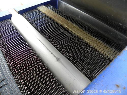 Used Alfa Laval Thermal Plate Exchanger, 296.98 square feet, model M10-BFG. (117) Approximately 14-1/2’’ wide x 34-1/2’’ tall x 0.50 mm thick 316 stainless steel plates. Designed 150 psi at –20 to 22...