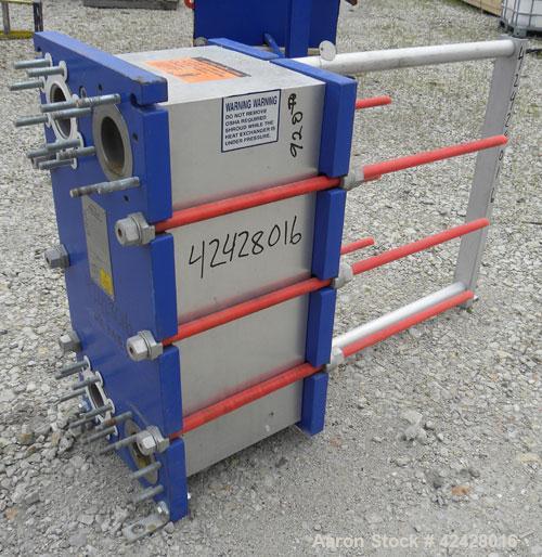 Used Alfa Laval Thermal Plate Exchanger, 296.98 square feet, model M10-BFG. (117) Approximately 14-1/2’’ wide x 34-1/2’’ tall x 0.50 mm thick 316 stainless steel plates. Designed 150 psi at –20 to 22...