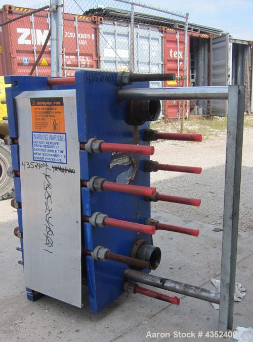 Used Alfa Laval Thermal Plate Exchanger, 295.1 square feet, model M10-BWFDR. (59) Cassettes (118 total plates), approximately 14-1/2” wide x 34” tall x 0.60 mm thick 316 stainless steel plates. Desig...