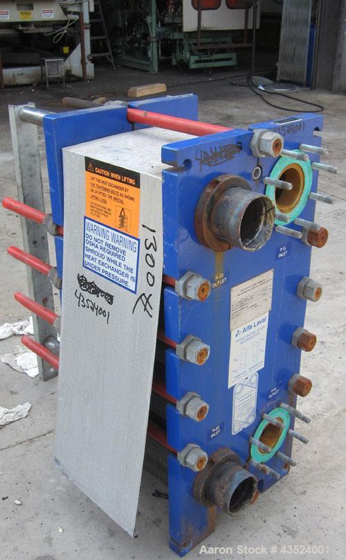 Used Alfa Laval Thermal Plate Exchanger, 295.1 square feet, model M10-BWFDR. (59) Cassettes (118 total plates), approximately 14-1/2” wide x 34” tall x 0.60 mm thick 316 stainless steel plates. Desig...