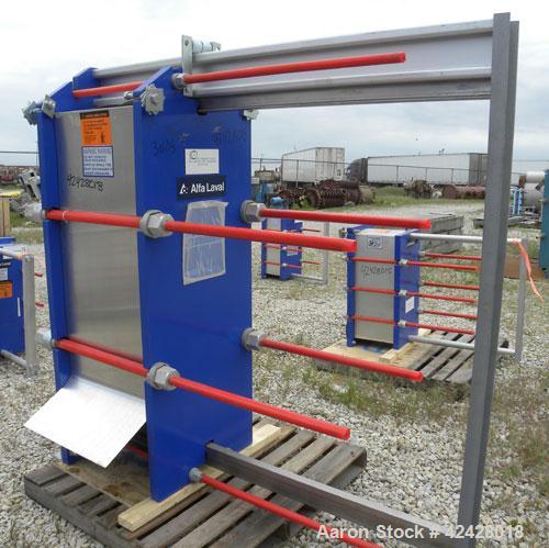 Used Alfa Laval Thermal Plate Exchanger, 887.6 square feet, model M15-BFG. (133) Approximately 20-1/2’’ wide x 60’’ tall x 0.50 mm thick 316 stainless steel plates. Designed 150 psi at –20 to 225 deg...