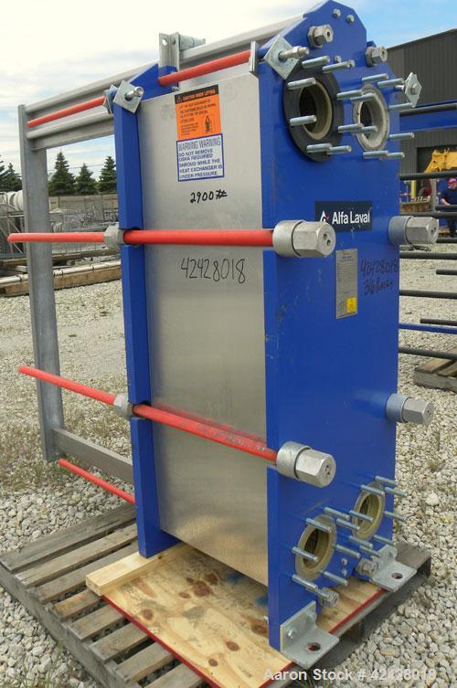 Used Alfa Laval Thermal Plate Exchanger, 887.6 square feet, model M15-BFG. (133) Approximately 20-1/2’’ wide x 60’’ tall x 0.50 mm thick 316 stainless steel plates. Designed 150 psi at –20 to 225 deg...