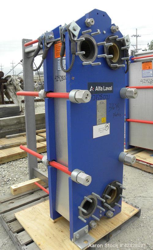 Used Alfa Laval Thermal Plate Exchanger, 387.1 square feet, model M15-BFG. (58) Approximately 20-1/2’’ wide x 60’’ tall x 0.50 mm thick 316 stainless steel plates. Designed 150 psi at –20 to 225 deg ...
