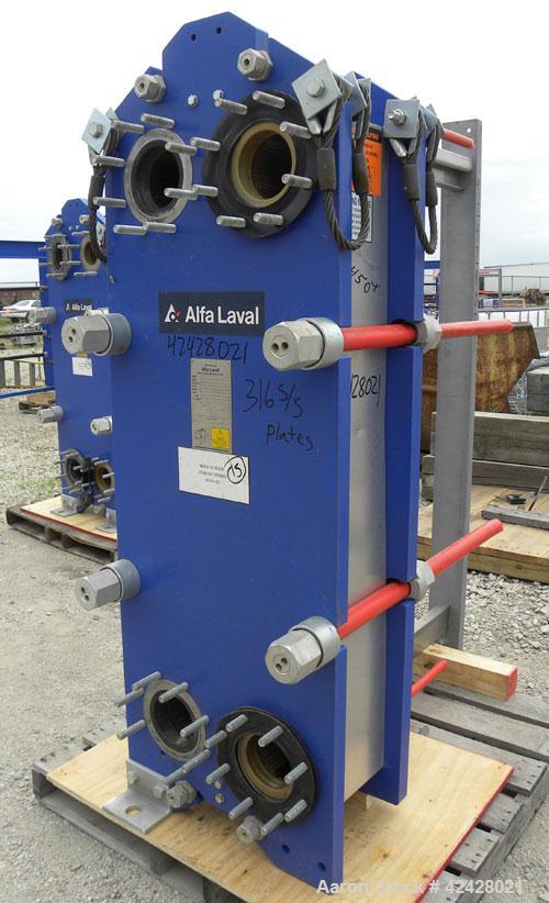 Used Alfa Laval Thermal Plate Exchanger, 387.1 square feet, model M15-BFG. (58) Approximately 20-1/2’’ wide x 60’’ tall x 0.50 mm thick 316 stainless steel plates. Designed 150 psi at –20 to 225 deg ...