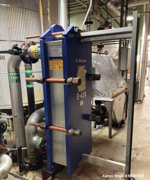 Used Alfa Laval M15-BFG Stainless Steel Plate and Frame Heat Exchange. 513.59 Sq. Ft. Surface Area. E-4311. (77) 0.50MM stainless steel plates.