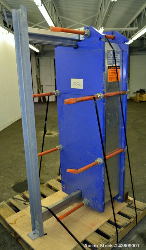 Used Alfa Laval Thermal Plate Exchanger, 743.6 Square Feet, Model M15-BFML. (114) 0.40 mm Thick 304 stainless steel plates. Designed 150 psi at -20 to 190 degrees F. (2) 6" Inlets, (2) 6" outlets. Mo...