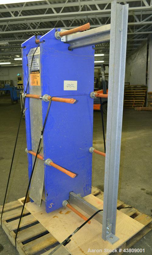 Used Alfa Laval Thermal Plate Exchanger, 743.6 Square Feet, Model M15-BFML. (114) 0.40 mm Thick 304 stainless steel plates. Designed 150 psi at -20 to 190 degrees F. (2) 6" Inlets, (2) 6" outlets. Mo...