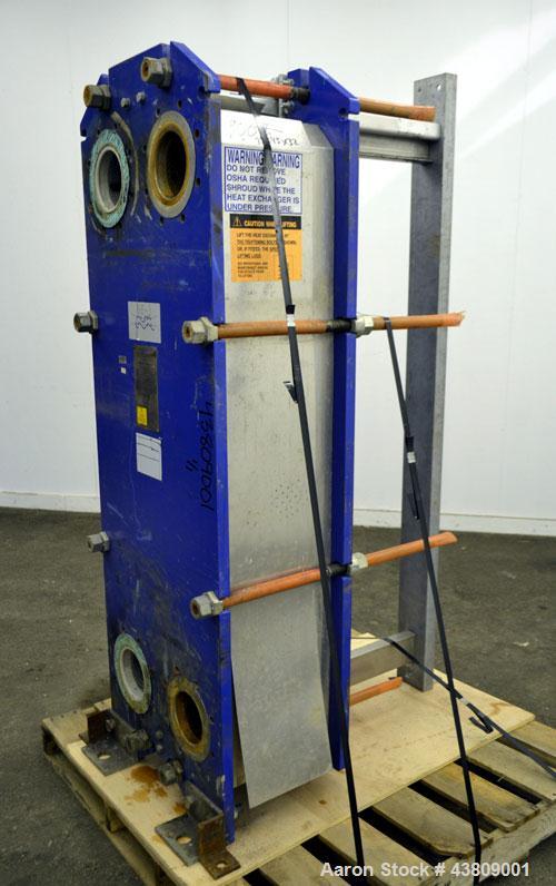 Used Alfa Laval Thermal Plate Exchanger, 743.6 Square Feet, Model M15-BFML. (114) 0.40 mm Thick 304 stainless steel plates. Designed 150 psi at -20 to 190 degrees F. (2) 6" Inlets, (2) 6" outlets. Mo...
