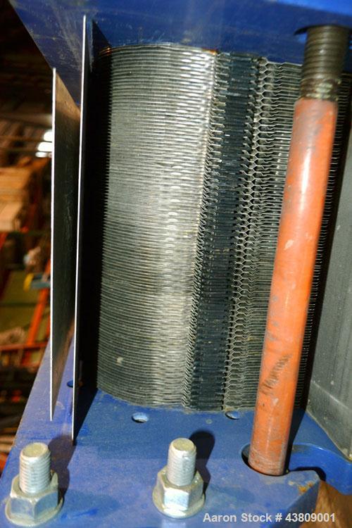 Used Alfa Laval Thermal Plate Exchanger, 743.6 Square Feet, Model M15-BFML. (114) 0.40 mm Thick 304 stainless steel plates. Designed 150 psi at -20 to 190 degrees F. (2) 6" Inlets, (2) 6" outlets. Mo...