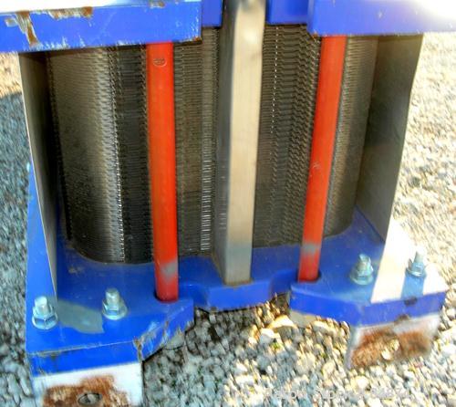UNUSED- Alfa Laval Gasketed Plate Heat Exchanger, Model M15-MFG, 580.39 square feet, 316 stainless steel. Max flow rate 2000 gallons per minute. 89 approximately 24" wide plates, rated 150 psi at 210...