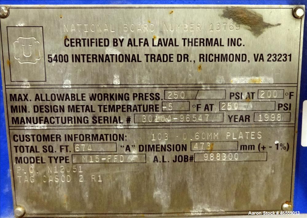 Used- Alfa Laval Thermal Plate Heat Exchanger
