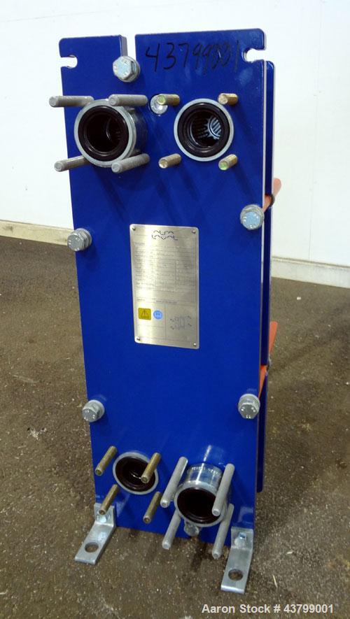 Unused- Alfa Laval Plate Exchanger, 61.35 Square Feet (5.7 Square Meters), Model M6-FG. (40) 316 Stainless steel plates. Designed 10 bar (145 psi) at 60 degrees C (140 F). (2) Inlets, (2) outlets. Mo...