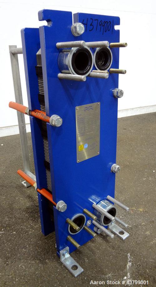 Unused- Alfa Laval Plate Exchanger, 61.35 Square Feet (5.7 Square Meters), Model M6-FG. (40) 316 Stainless steel plates. Designed 10 bar (145 psi) at 60 degrees C (140 F). (2) Inlets, (2) outlets. Mo...