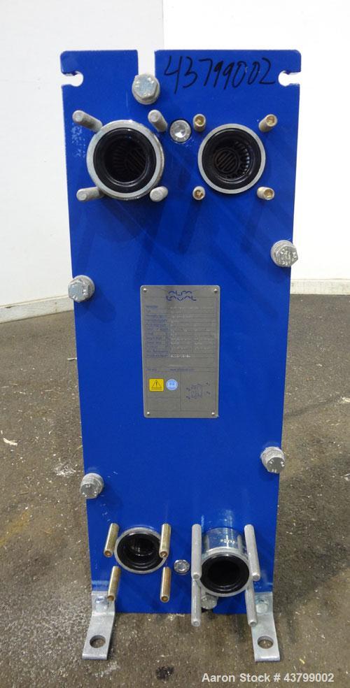 Unused- Alfa Laval Plate Exchanger, 61.35 Square Feet (5.7 Square Meters), Model M6-FG. (40) 316 Stainless steel plates. Designed 10 bar (145 psi) at 60 degrees C (140 F). (2) Inlets, (2) outlets. Mo...