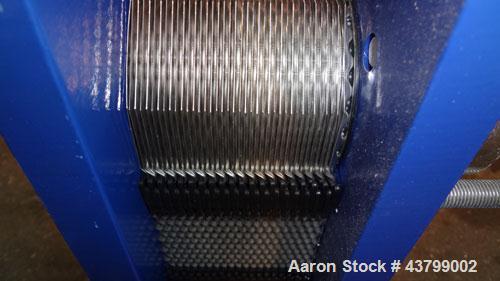 Unused- Alfa Laval Plate Exchanger, 61.35 Square Feet (5.7 Square Meters), Model M6-FG. (40) 316 Stainless steel plates. Designed 10 bar (145 psi) at 60 degrees C (140 F). (2) Inlets, (2) outlets. Mo...