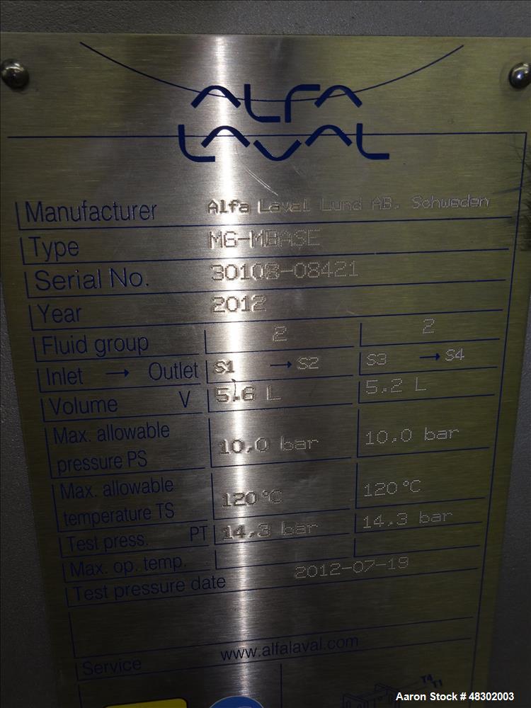 Unused- Alfa Laval Baseline Plate Heat Exchanger, Approximate 36.59 Square Feet