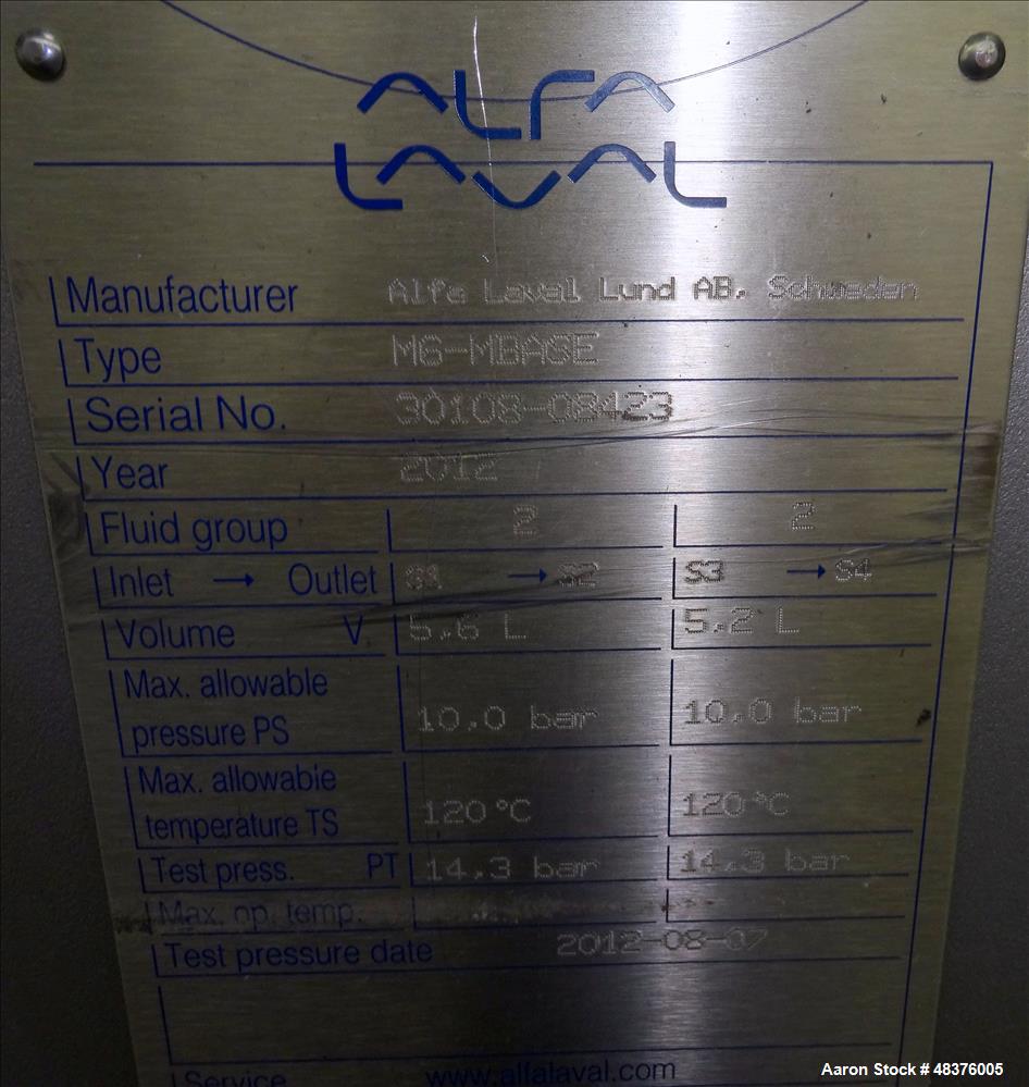 Unused- Alfa Laval Baseline Plate Exchanger, Approximate 36.59 Square Feet (3.40