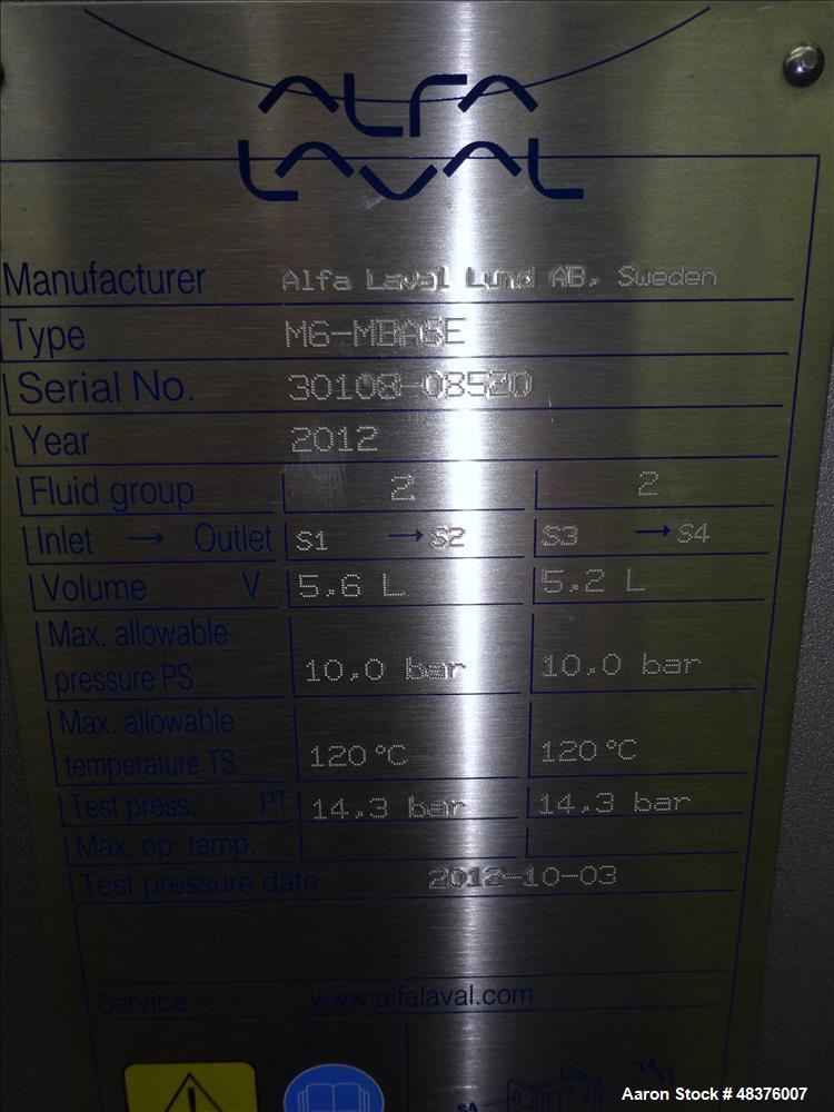 Unused- Alfa Laval Baseline Plate Exchanger, Approximate 36.59 Square Feet (3.40