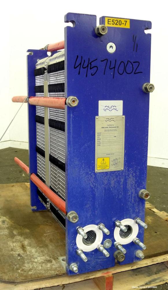 Used- Alfa Laval Plate Exchanger, 215 Square Feet, Model M6-MFG.  (146) 0.60 mm thick 316 stainless steel plates, approximat...