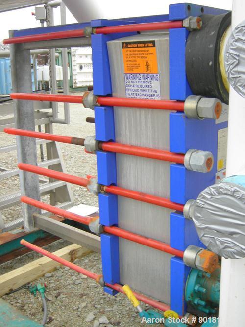 Used Stainless Steel Alfa Laval Plate Heat Exchanger, Model MK15-BWFD, 594.2 sqare feet
