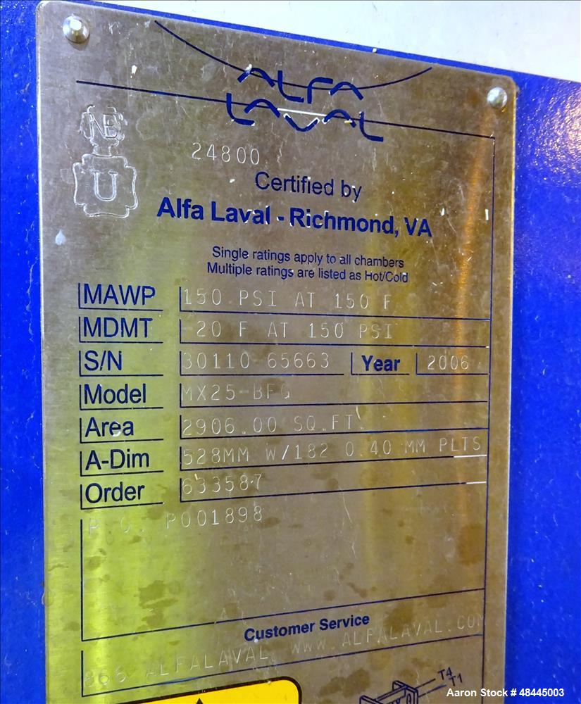 Used Alfa Laval Plate Type Heat Exchanger, Model MX25-BFG, 2906 Square Feet, Ve