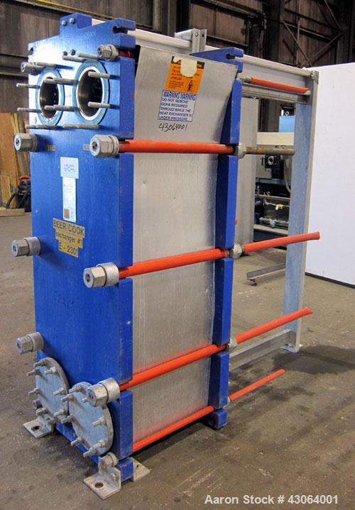 Used Alfa Laval Plate Exchanger, 476.20 Square Feet, Model T20-SFG. (67) Approximately 25” wide x 72” tall x 0.80mm 316 stainless steel plates. Rated 150 psi at -20 to 250 degrees F. (2) 8” Inlet bla...