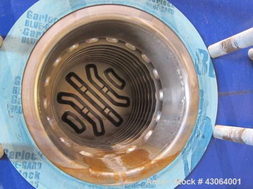Used Alfa Laval Plate Exchanger, 476.20 Square Feet, Model T20-SFG. (67) Approximately 25” wide x 72” tall x 0.80mm 316 stainless steel plates. Rated 150 psi at -20 to 250 degrees F. (2) 8” Inlet bla...
