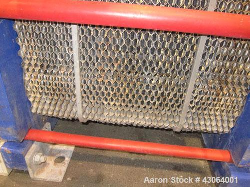 Used Alfa Laval Plate Exchanger, 476.20 Square Feet, Model T20-SFG. (67) Approximately 25” wide x 72” tall x 0.80mm 316 stainless steel plates. Rated 150 psi at -20 to 250 degrees F. (2) 8” Inlet bla...