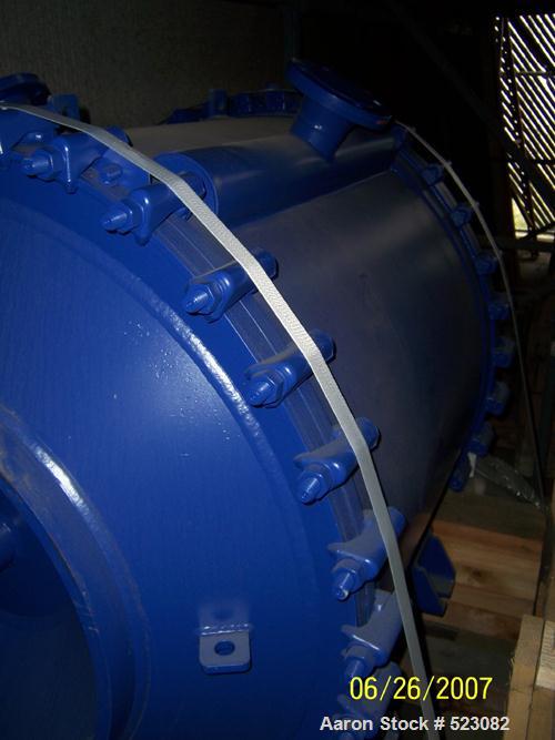 NEW: Alfa Laval sprial heat exchanger, type 1H, (suitable for liquid/liquid applications). 1.030 square feet, 316 stainless steel con-struction, 150 psig, 6mm hot side, 8mm cold side sapcings. 3" noz...