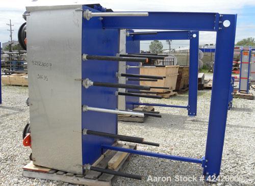 Used Alfa Laval Vicarb Plate Exchanger, 1610.3 Square Feet, Model V110-SST-200. Duty 12780 KBTU/H. (139) Approximately 36’’ wide x 60’’ tall 316 stainless steel plates. Designed 150 psi at 20 to 150 ...