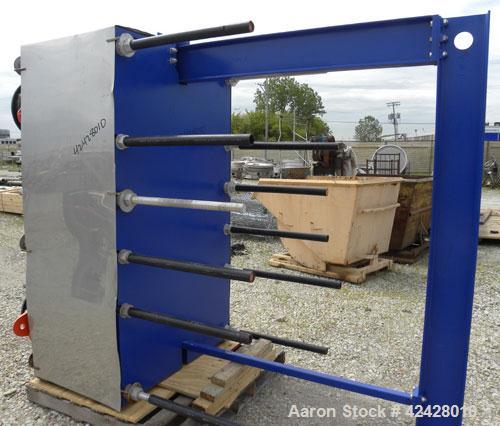 Used Alfa Laval Vicarb Plate Exchanger, 1610.3 Square Feet, Model V110-SST-200. Duty 12780 KBTU/H. (139) Approximately 36’’ wide x 60’’ tall 316 stainless steel plates. Designed 150 psi at 20 to 150 ...
