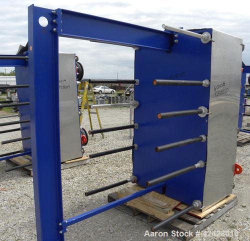 Used Alfa Laval Vicarb Plate Exchanger, 1610.3 Square Feet, Model V110-SST-200. Duty 12780 KBTU/H. (139) Approximately 36’’ wide x 60’’ tall 316 stainless steel plates. Designed 150 psi at 20 to 150 ...