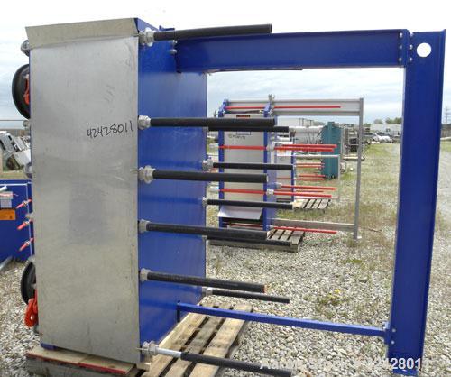 Used Alfa Laval Vicarb Plate Exchanger, 1610.3 Square Feet, Model V110-SST-200. Duty 12780 KBTU/H. (139) Approximately 36’’ wide x 60’’ tall 316 stainless steel plates. Designed 150 psi at 20 to 150 ...