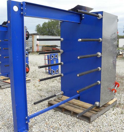 Used Alfa Laval Vicarb Plate Exchanger, 1610.3 Square Feet, Model V110-SST-200. Duty 12780 KBTU/H. (139) Approximately 36’’ wide x 60’’ tall 316 stainless steel plates. Designed 150 psi at 20 to 150 ...