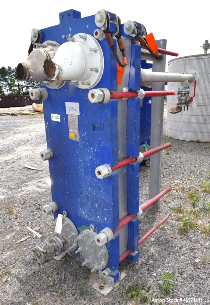 Used Alfa Laval Plate Heat Exchanger, 195.60 Square Feet, Model Widegap200S-FG. (25) 0.80mm 316 Stainless steel plates, rated 145 Full Vacuum psi at -20 to 270 degrees F. National Board# 30388, seria...