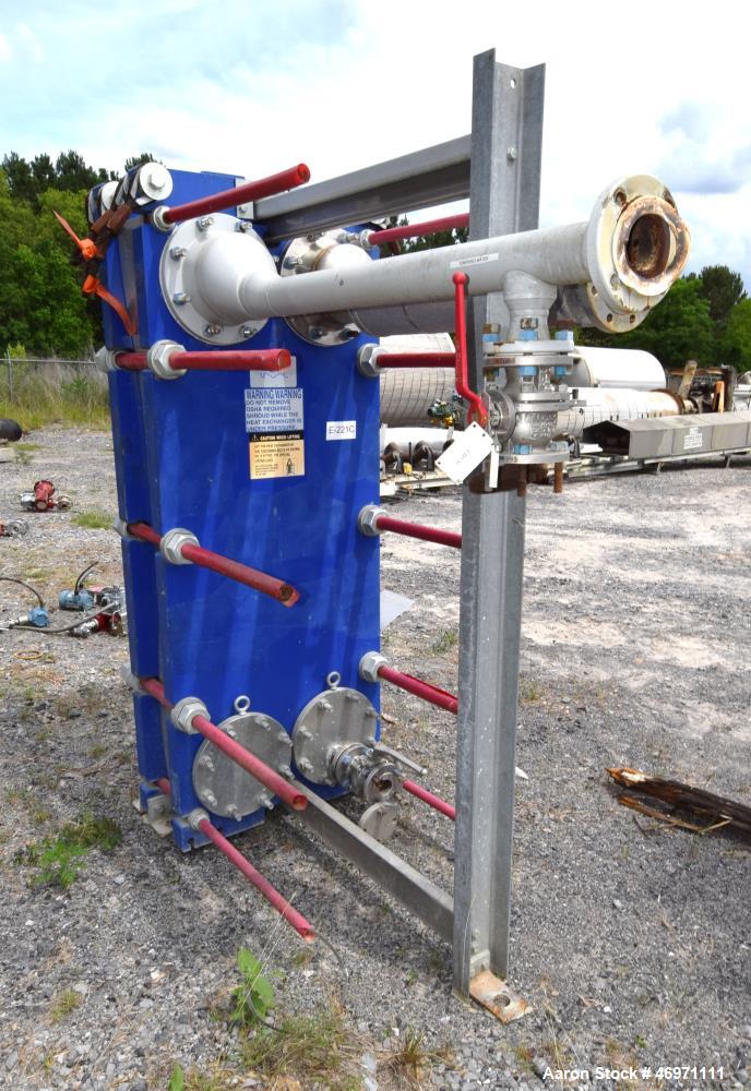 Used Alfa Laval Plate Heat Exchanger, 195.60 Square Feet, Model Widegap200S-FG. (25) 0.80mm 316 Stainless steel plates, rated 145 Full Vacuum psi at -20 to 270 degrees F. National Board# 30388, seria...