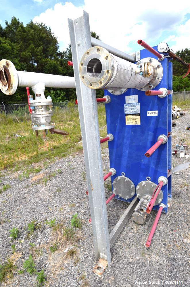 Used Alfa Laval Plate Heat Exchanger, 195.60 Square Feet, Model Widegap200S-FG. (25) 0.80mm 316 Stainless steel plates, rated 145 Full Vacuum psi at -20 to 270 degrees F. National Board# 30388, seria...