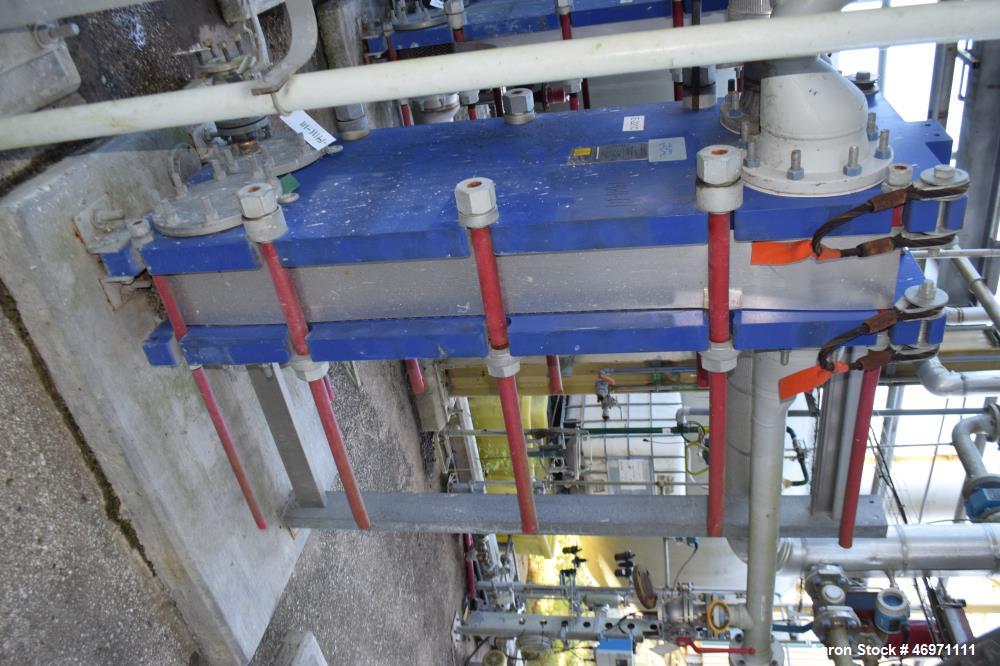 Used Alfa Laval Plate Heat Exchanger, 195.60 Square Feet, Model Widegap200S-FG. (25) 0.80mm 316 Stainless steel plates, rated 145 Full Vacuum psi at -20 to 270 degrees F. National Board# 30388, seria...