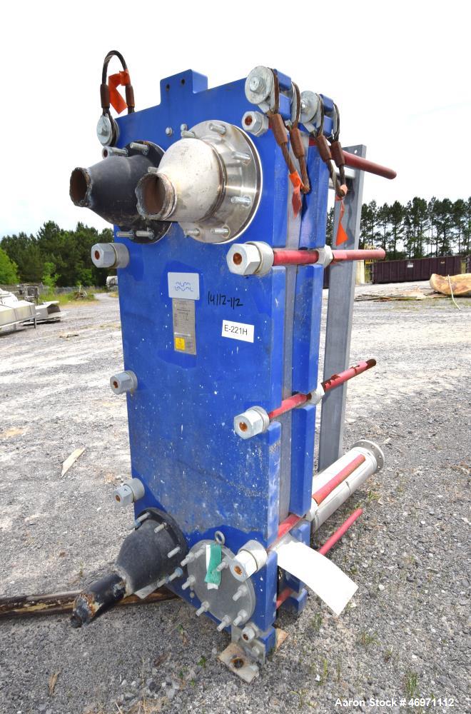 Used Alfa Laval Plate Heat Exchanger, 161.60 Square Feet, Model Widegap200S-FG. (21) 0.80mm 316 Stainless steel plates, rated 145 Full Vacuum psi at -20 to 270 degrees F. National Board# 30389, seria...