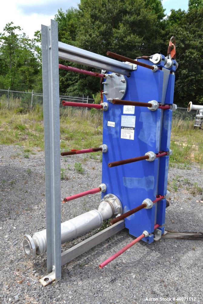 Used Alfa Laval Plate Heat Exchanger, 161.60 Square Feet, Model Widegap200S-FG. (21) 0.80mm 316 Stainless steel plates, rated 145 Full Vacuum psi at -20 to 270 degrees F. National Board# 30389, seria...