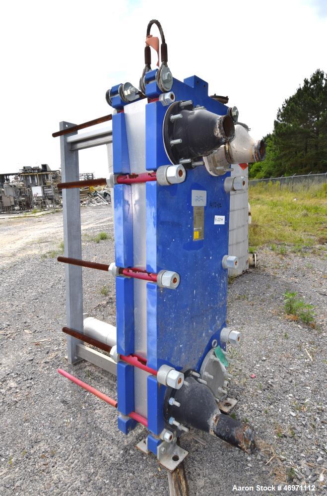 Used Alfa Laval Plate Heat Exchanger, 161.60 Square Feet, Model Widegap200S-FG. (21) 0.80mm 316 Stainless steel plates, rated 145 Full Vacuum psi at -20 to 270 degrees F. National Board# 30389, seria...