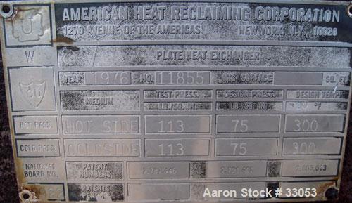 Used- American Heat Reclaim Plate Heat Exchanger
